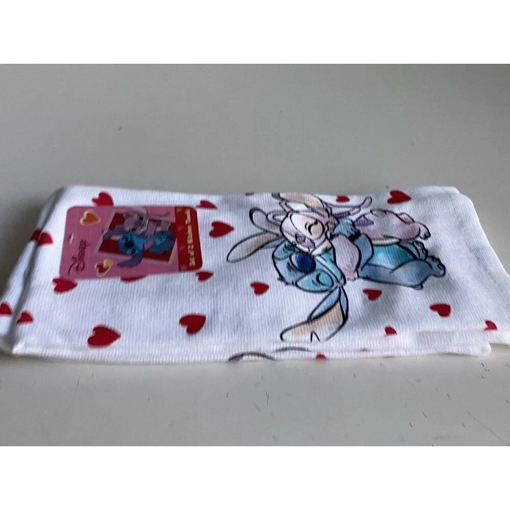 2 Pack Disney Stitch And Angel Kitchen‎ Towels Hearts Valentine's Day Love NEW